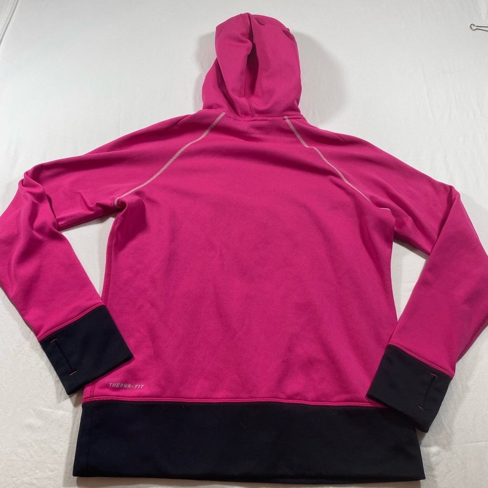 Nike Therma Fit Hoodie Sweatshirt Woman’s Médium pink black fleece hooded pocket - Picture 3 of 11